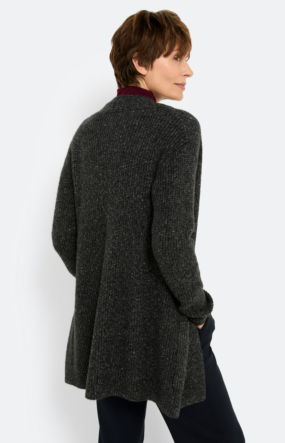 Open cardigan met zakken, antraciet