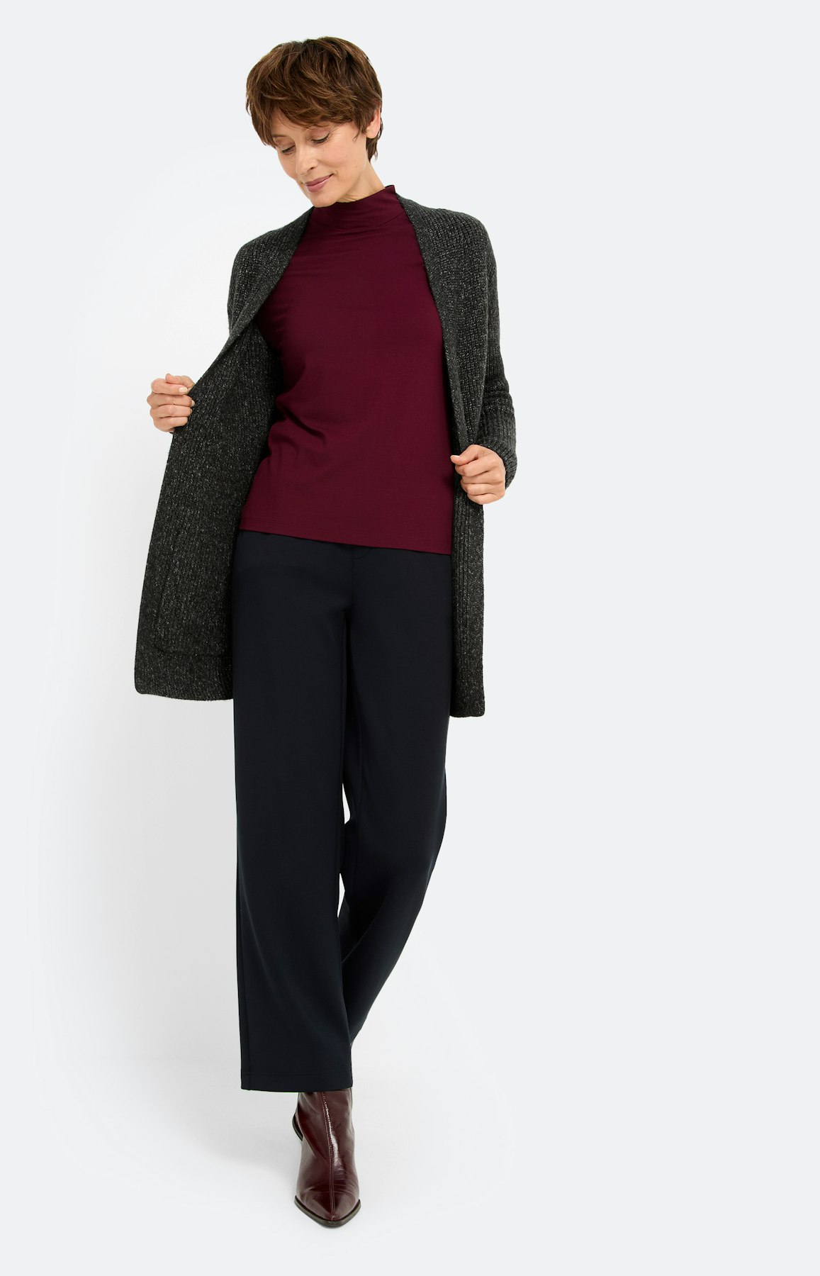 Open cardigan met zakken, antraciet