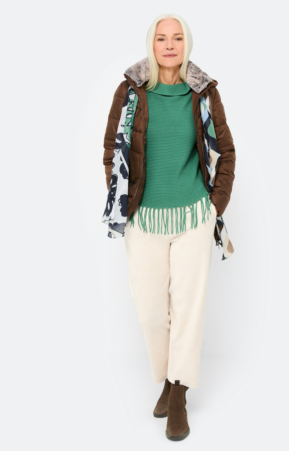 Trui met franjezoom, groen