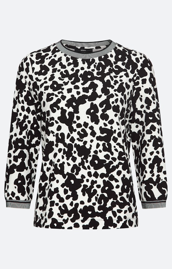 Sweatshirt met luipaardprint, wit