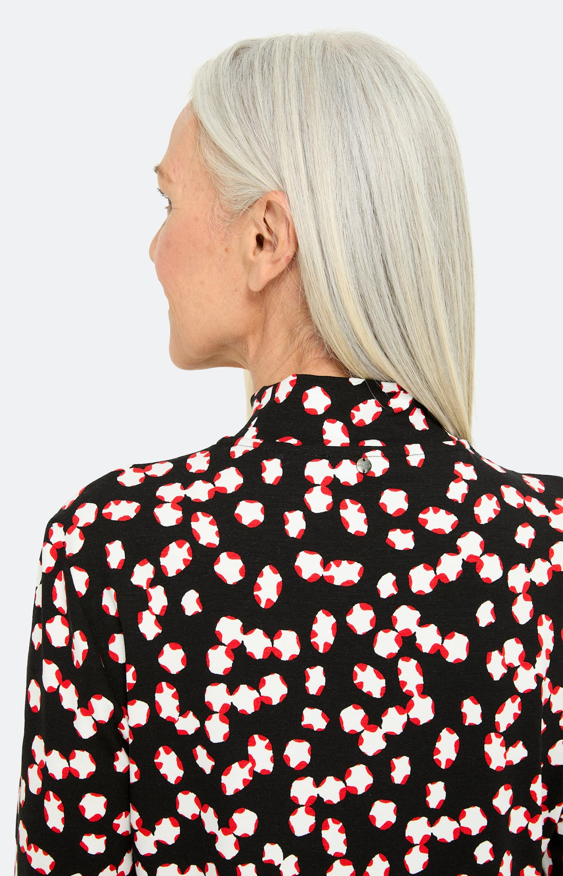 Shirt met lange mouwen en stippen, zwart