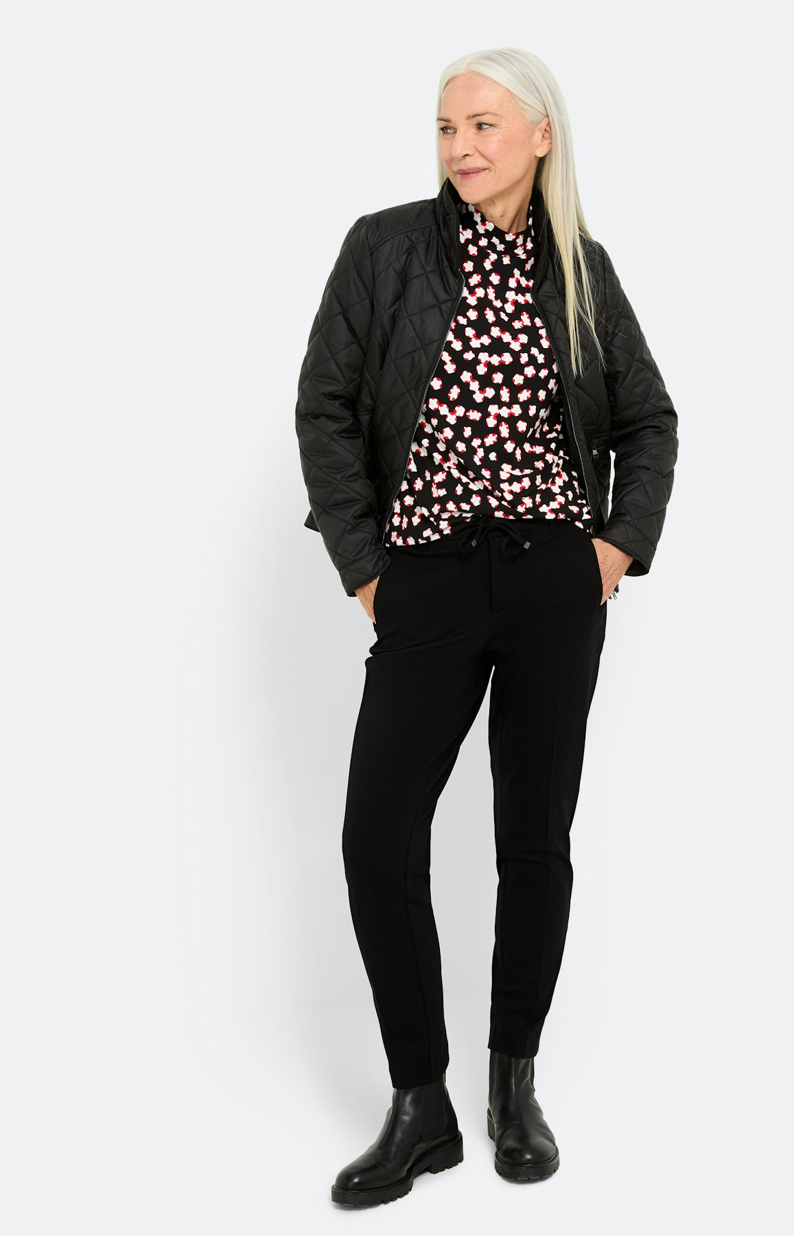 Shirt met lange mouwen en stippen, zwart