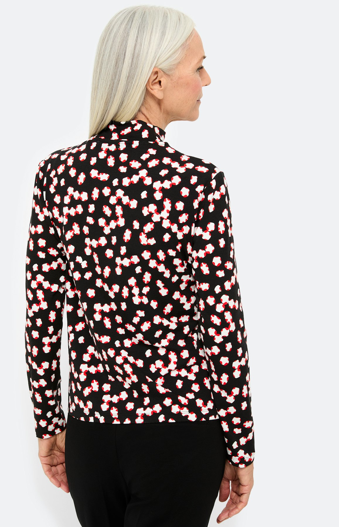 Shirt met lange mouwen en stippen, zwart