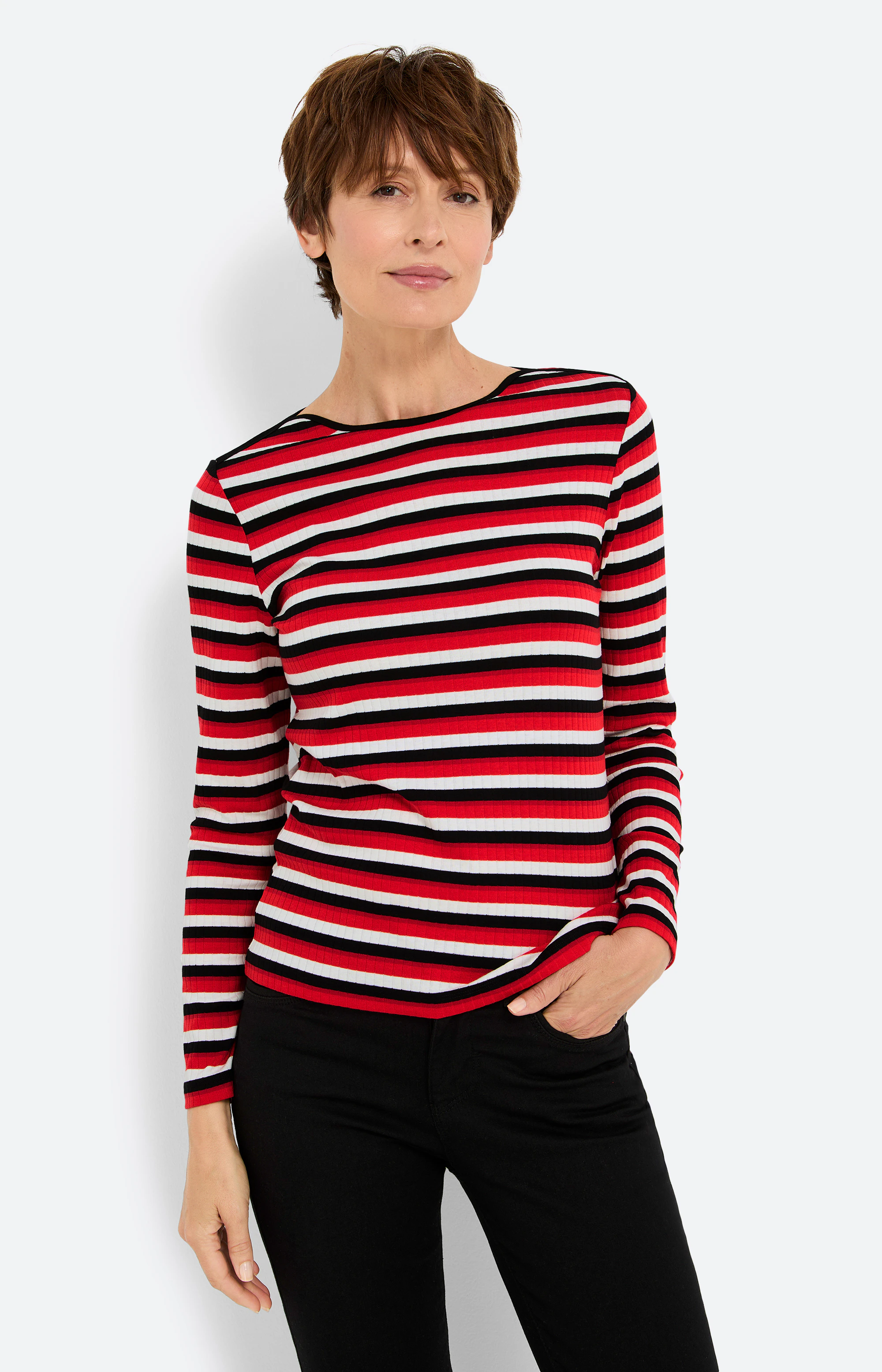 RED by EMP Vrouwen Zwart los shirt met lange mouwen 3XL