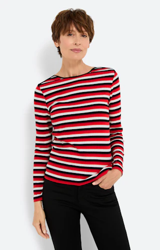 Shirt met strepen, robijnrood