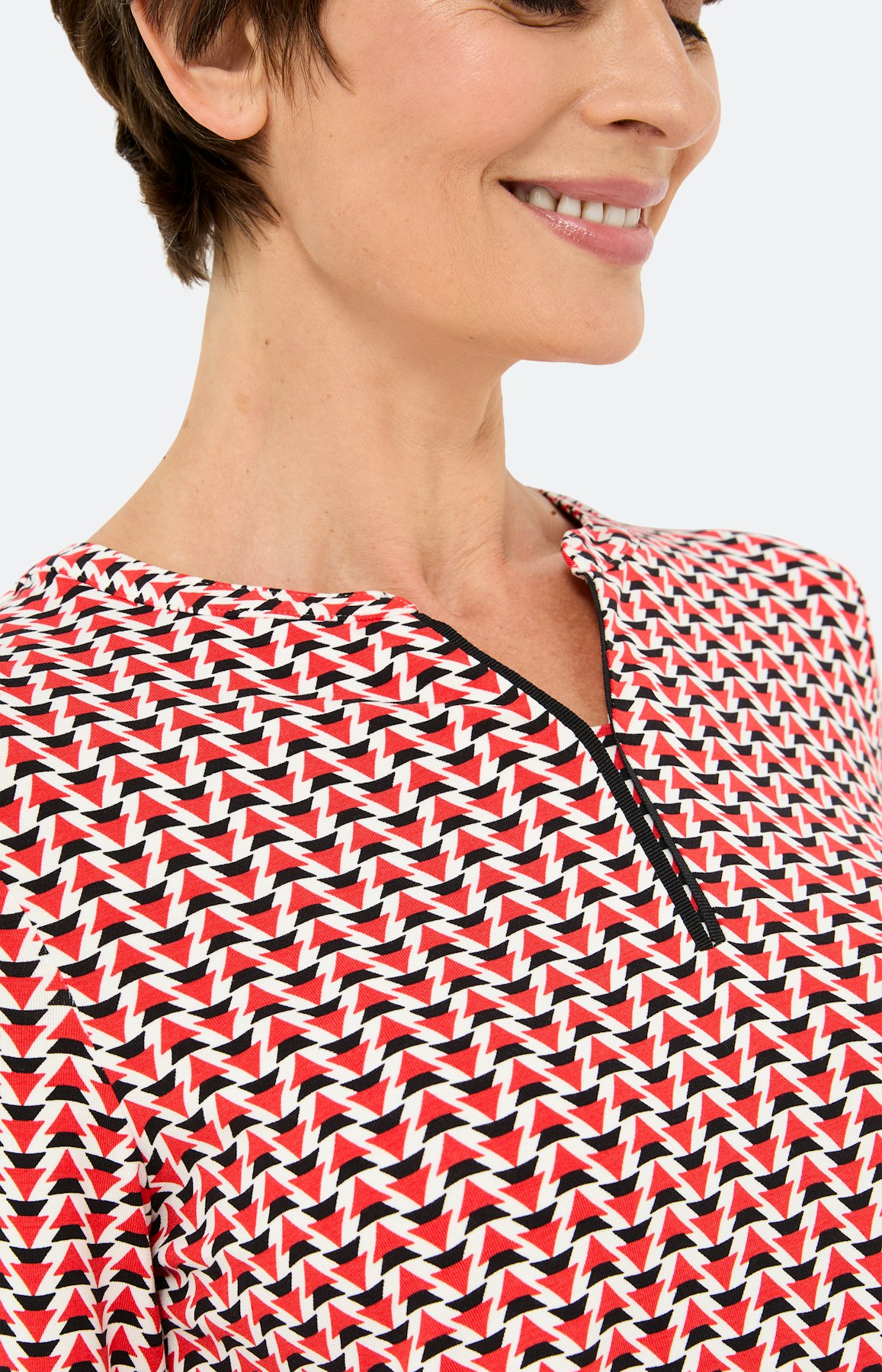 Shirt met all-over-print, robijnrood