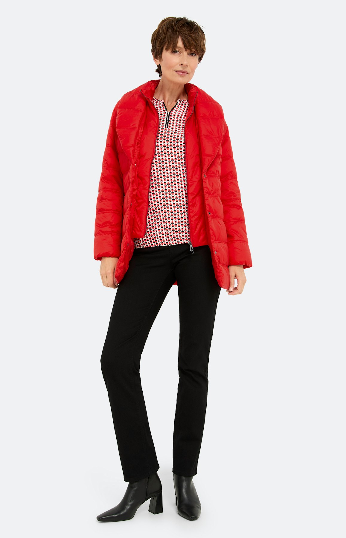 Shirt met all-over-print, robijnrood