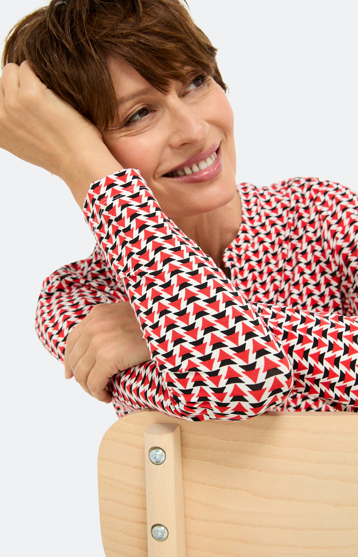 Shirt met all-over-print, robijnrood
