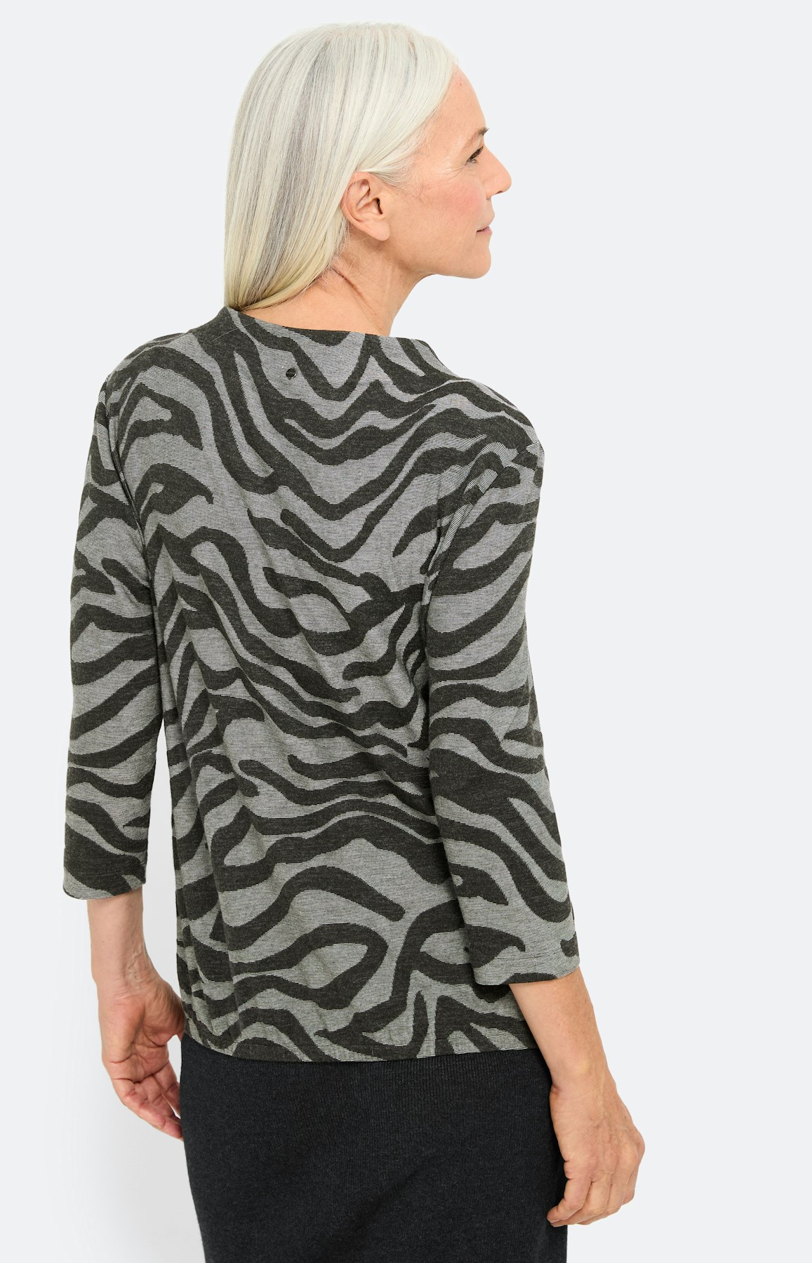 Shirt met zebramotief, antraciet