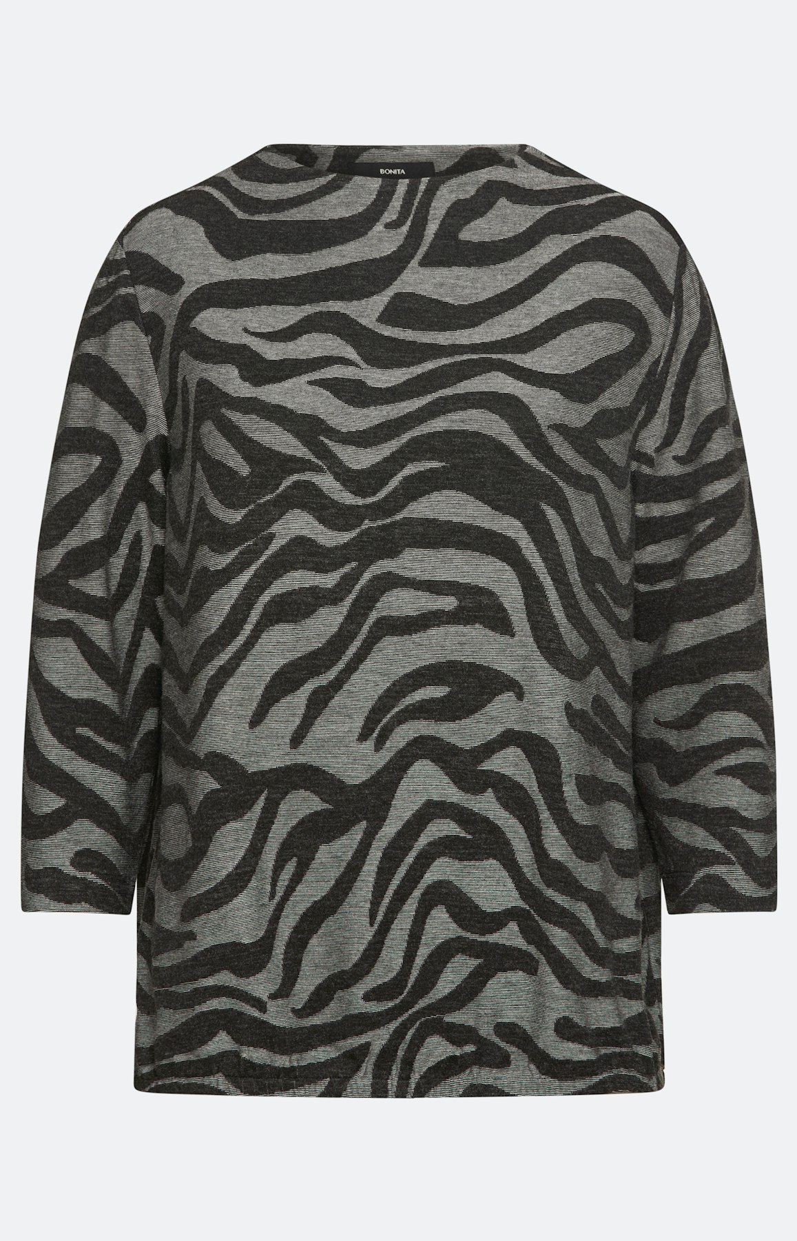 Shirt met zebramotief, antraciet