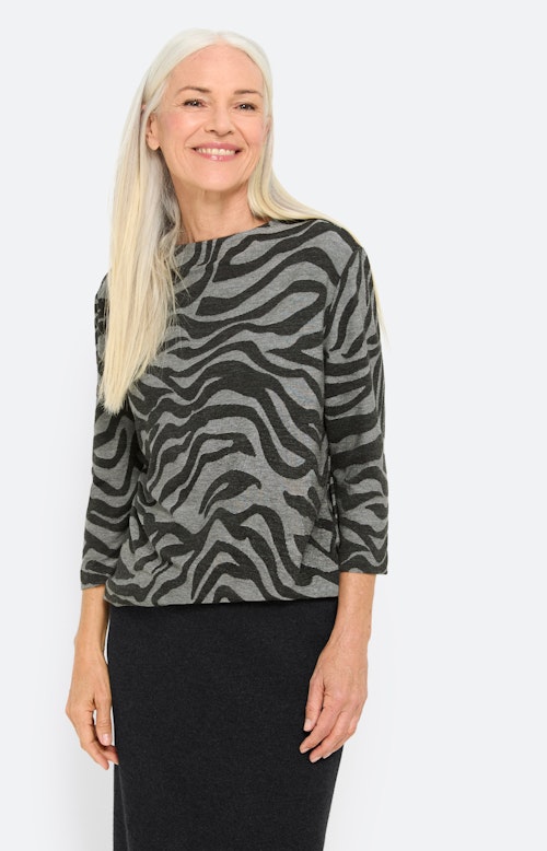 Shirt met zebramotief, antraciet