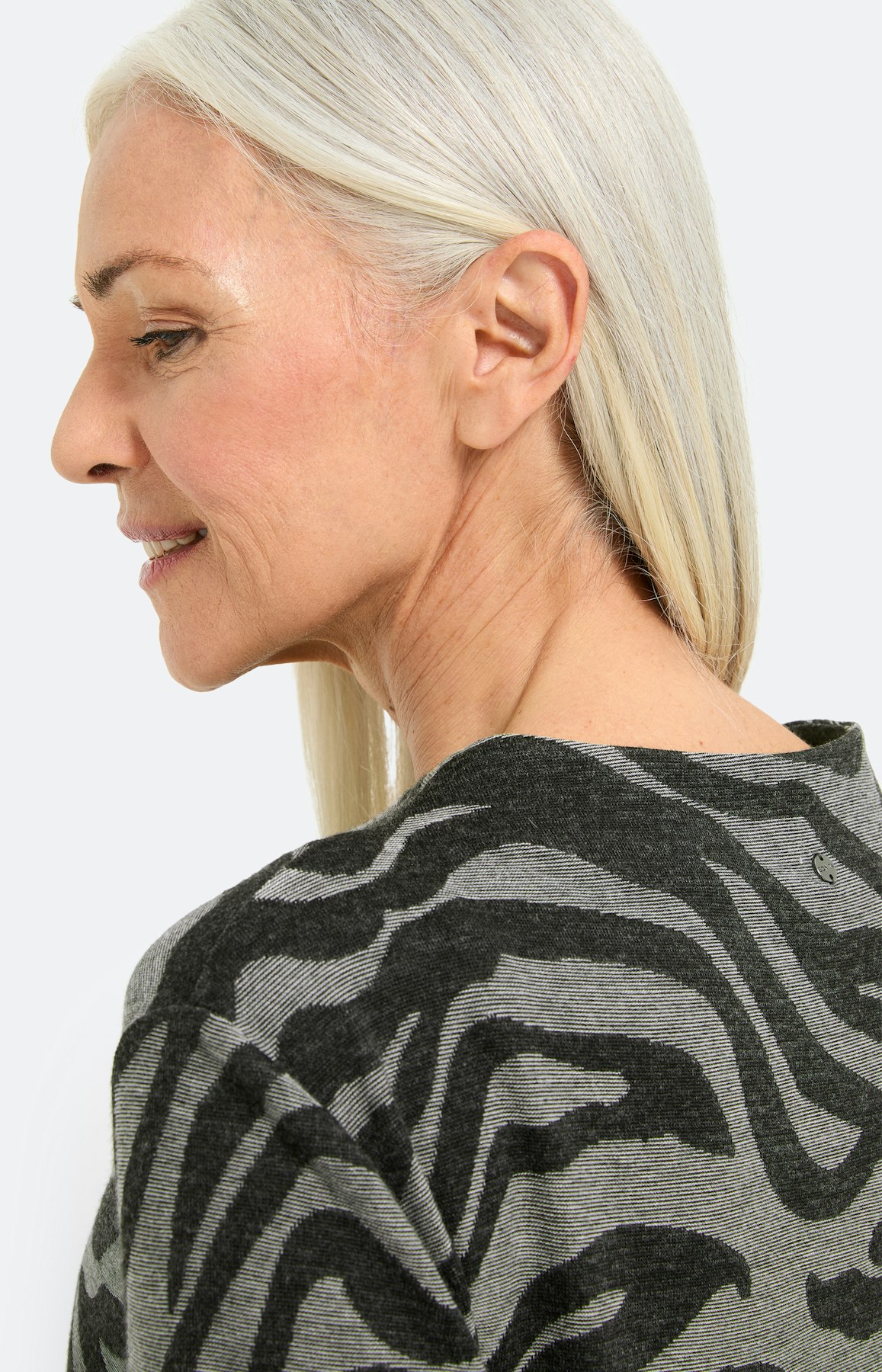 Shirt met zebramotief, antraciet