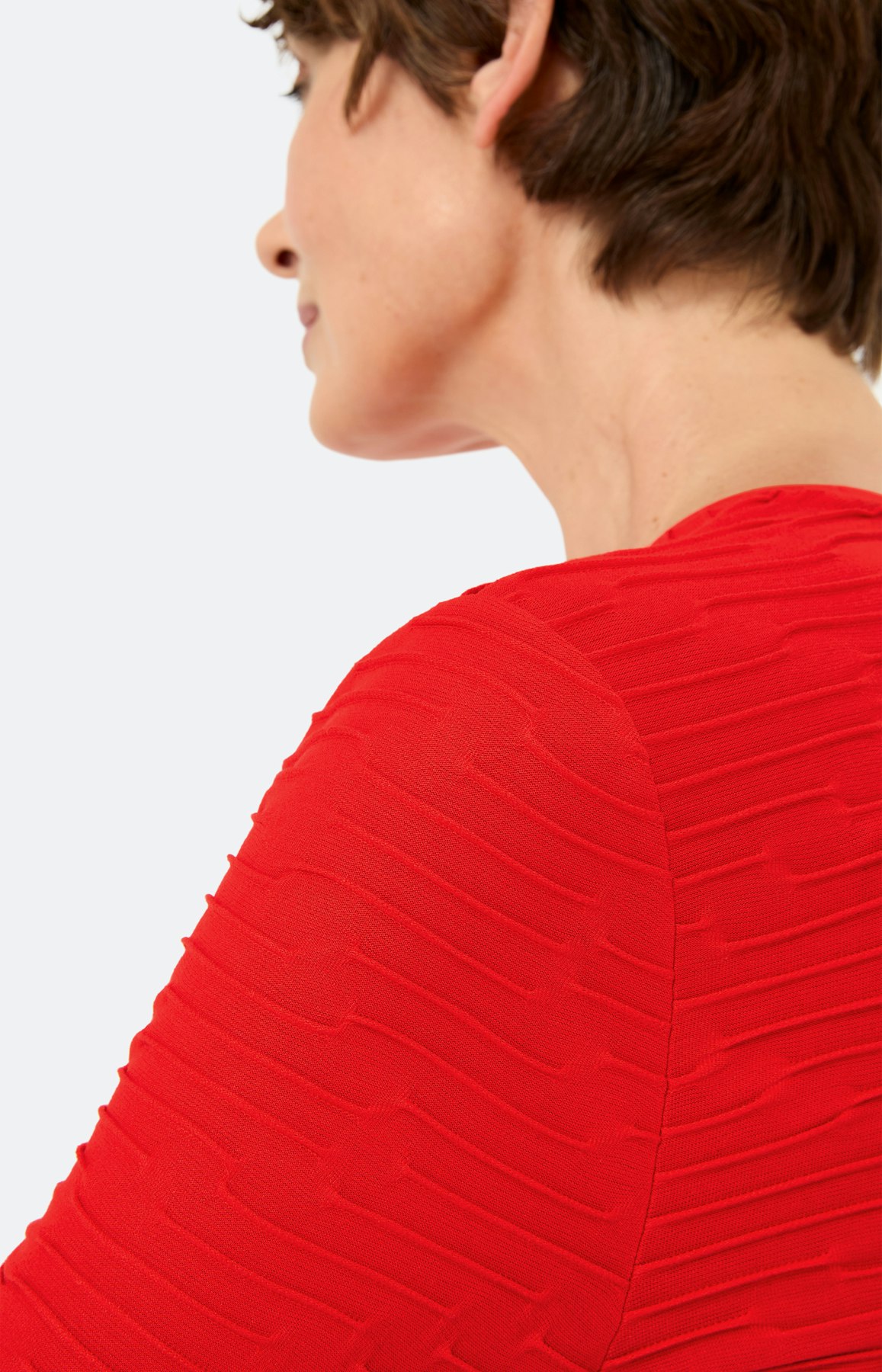 Shirt met structuur, robijnrood