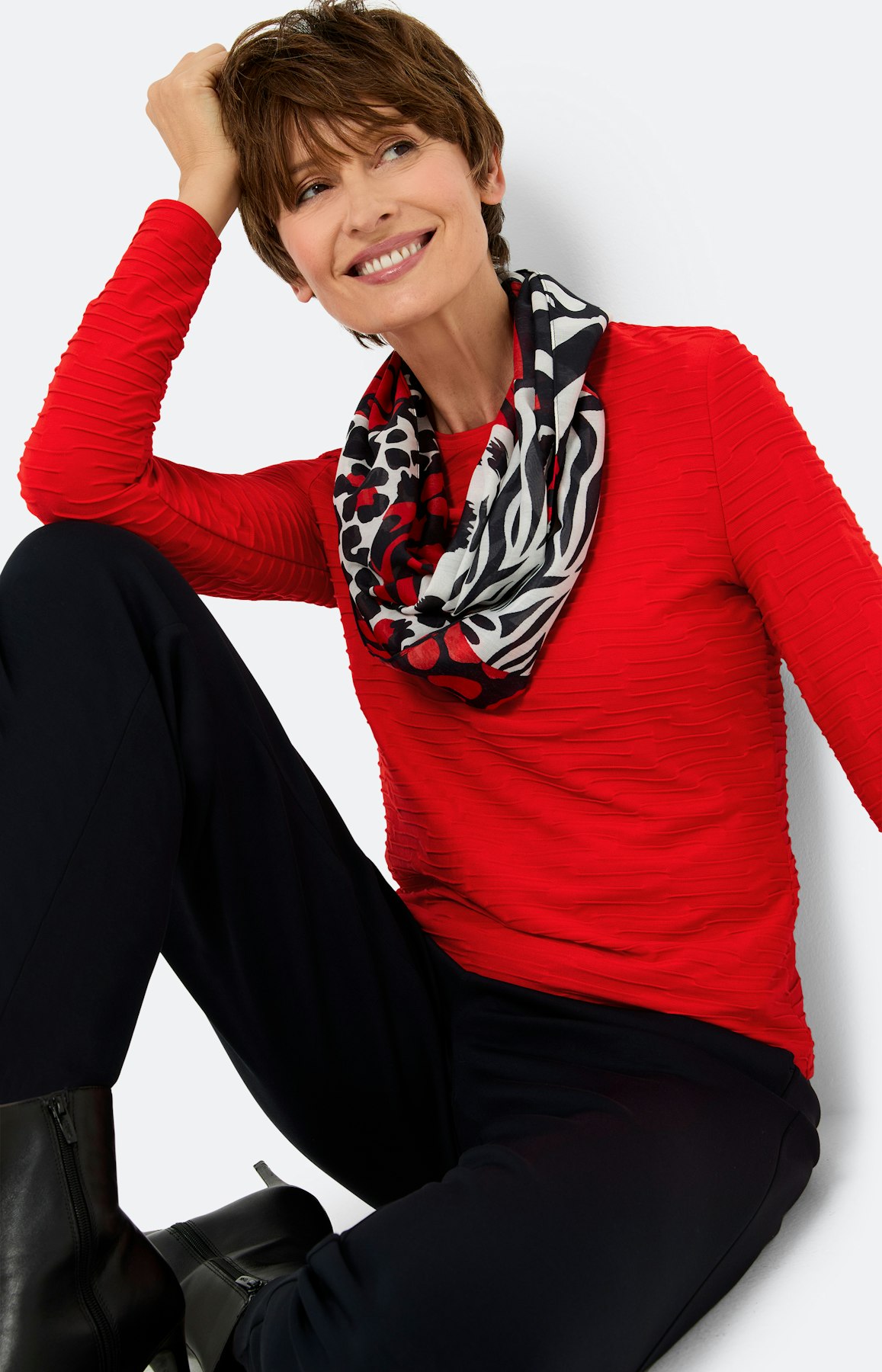 Shirt met structuur, robijnrood