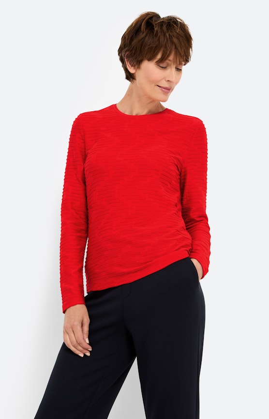 Shirt mit Struktur, rubinrot