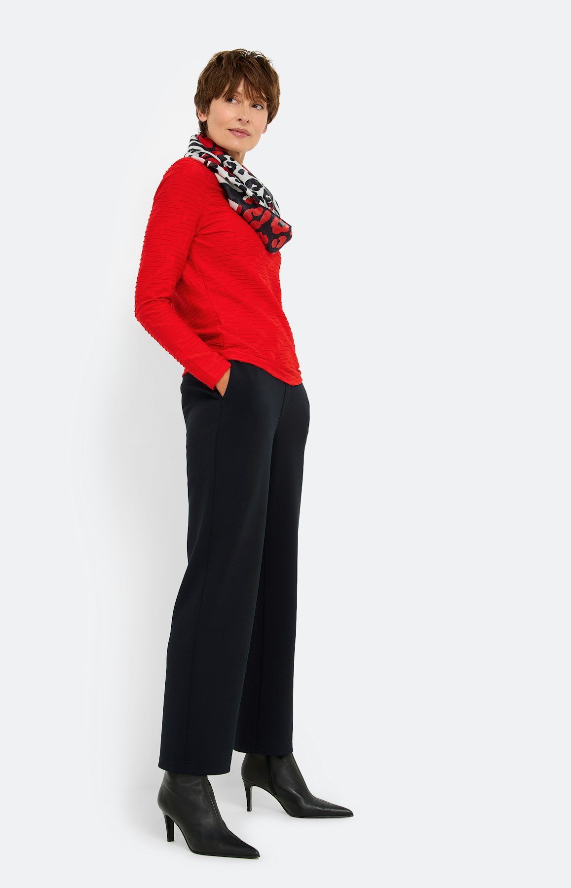 Shirt met structuur, robijnrood