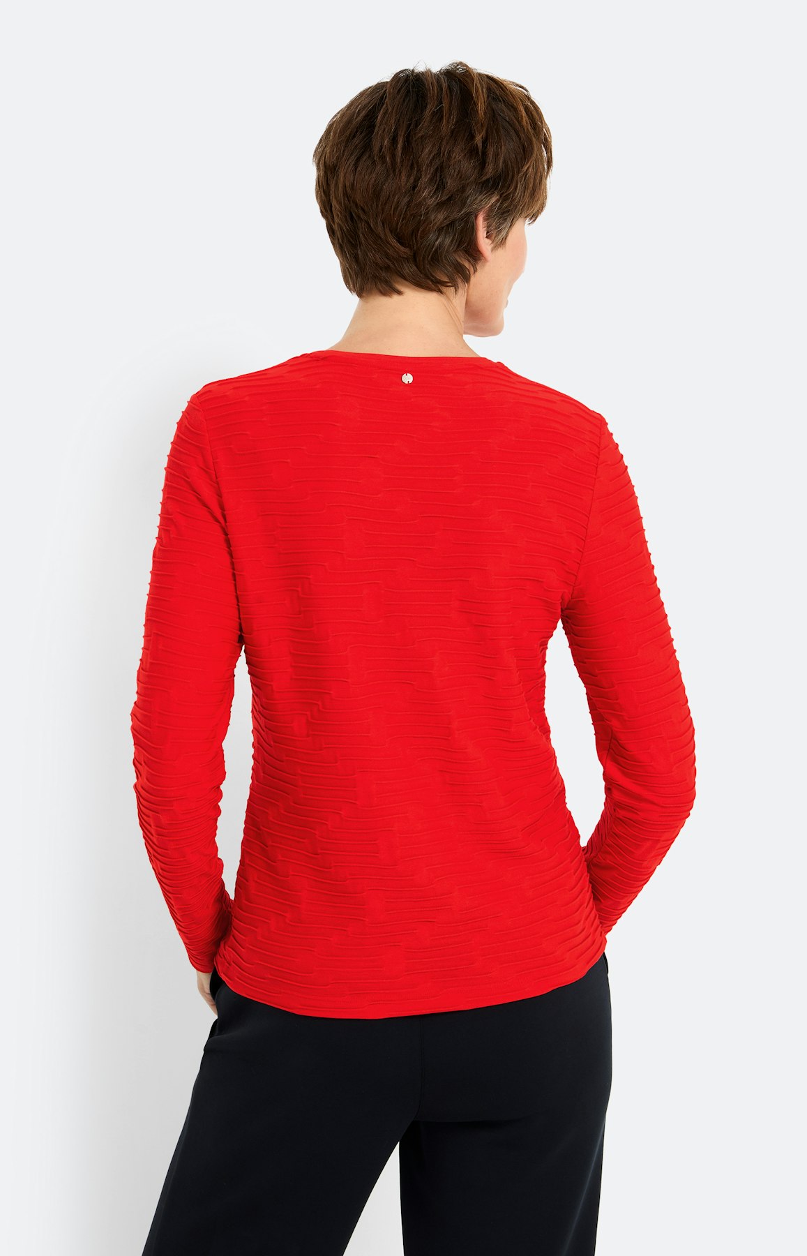 Shirt met structuur, robijnrood