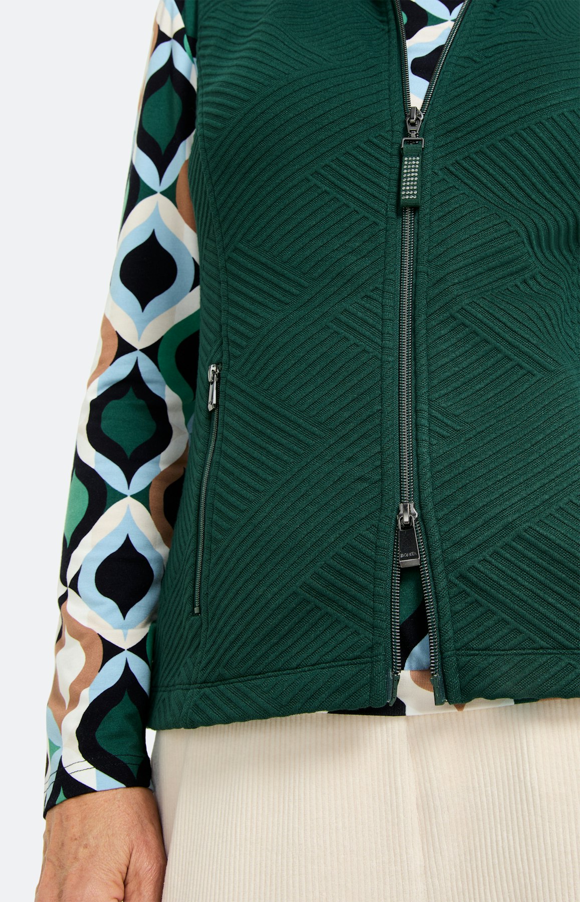 Sweatvest met structuur, donkergroen