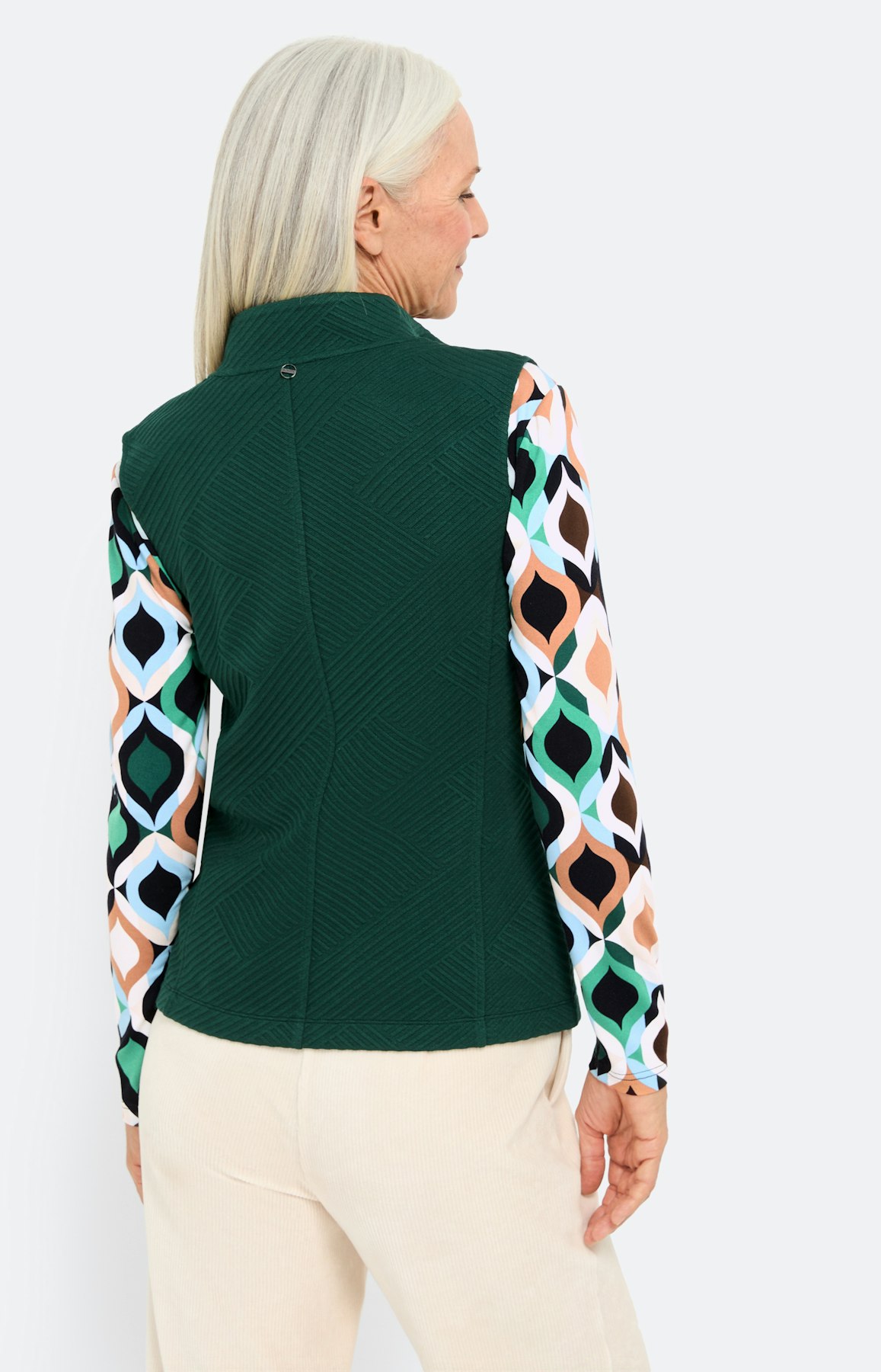 Sweatvest met structuur, donkergroen