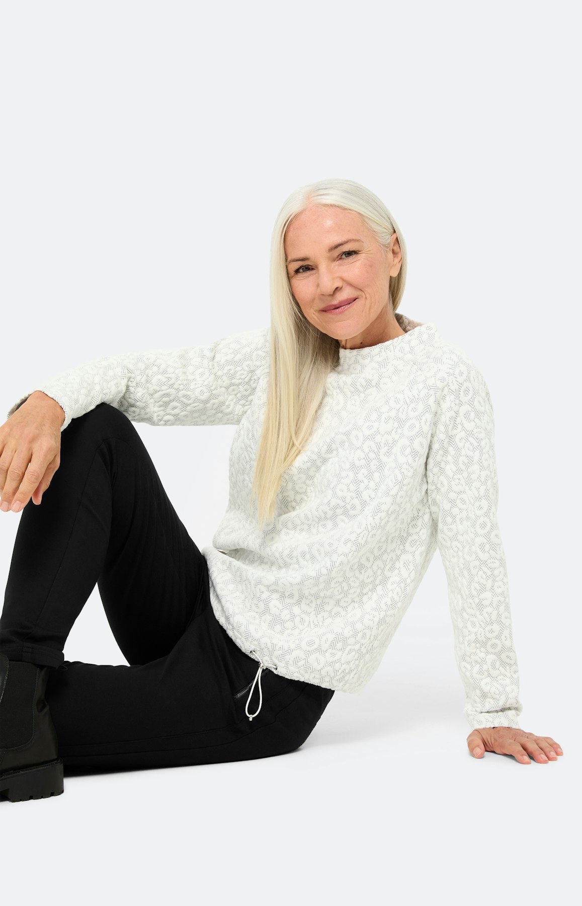 Sweatshirt met structuur, lichtgrijs