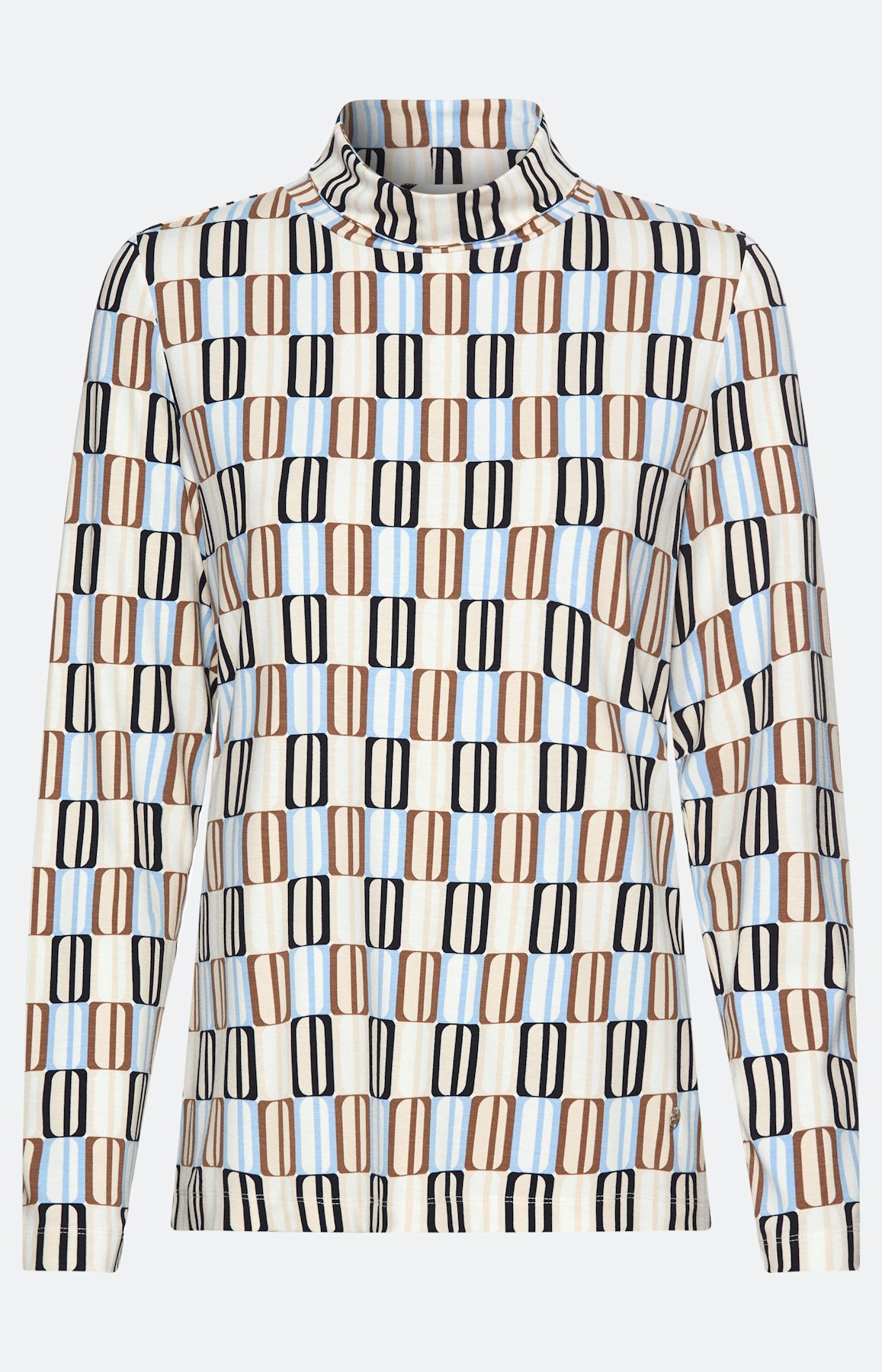 Shirt met lange mouwen en col, taupe