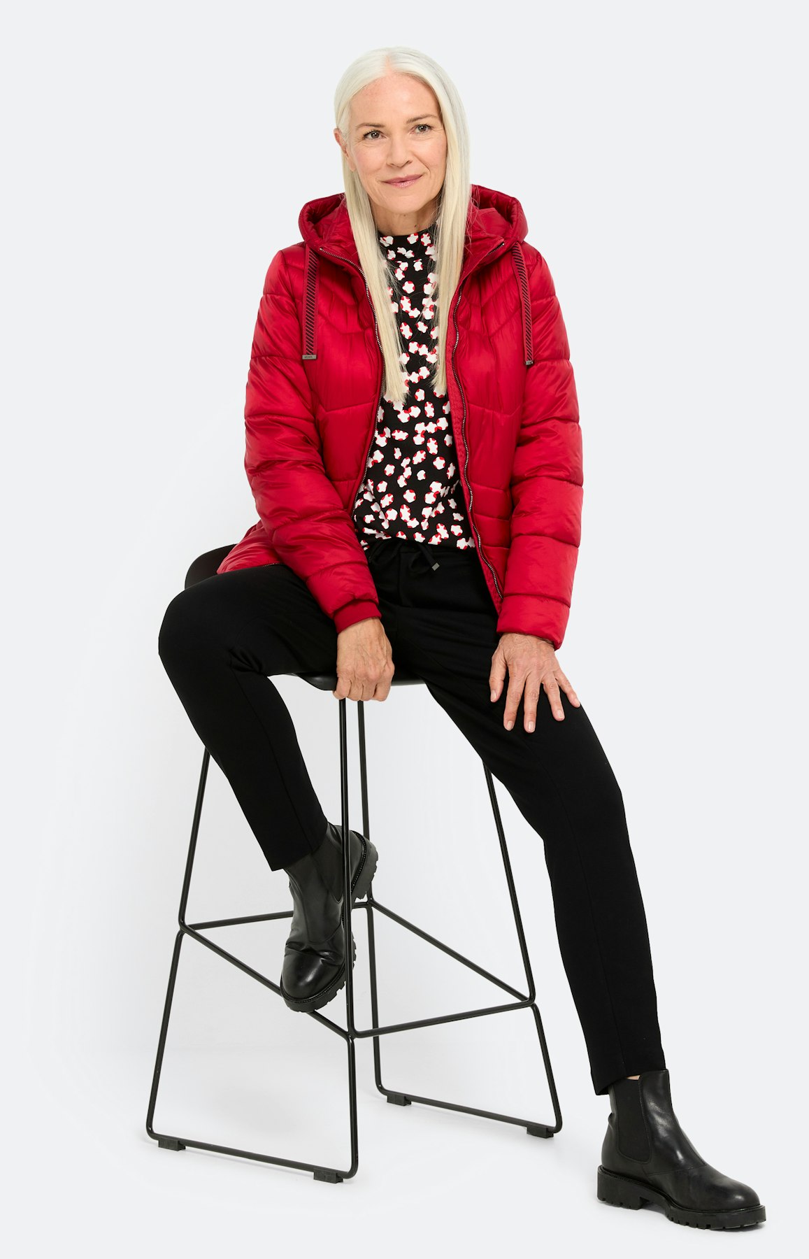 Gewatteerde jas met zakken, rood