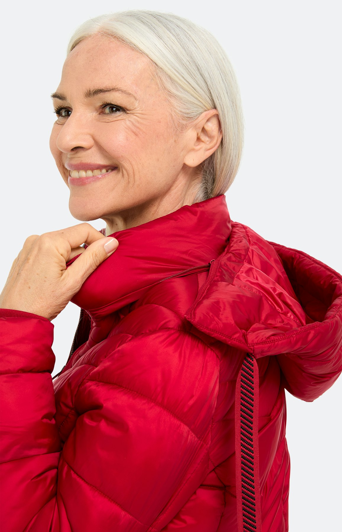 Gewatteerde jas met zakken, rood