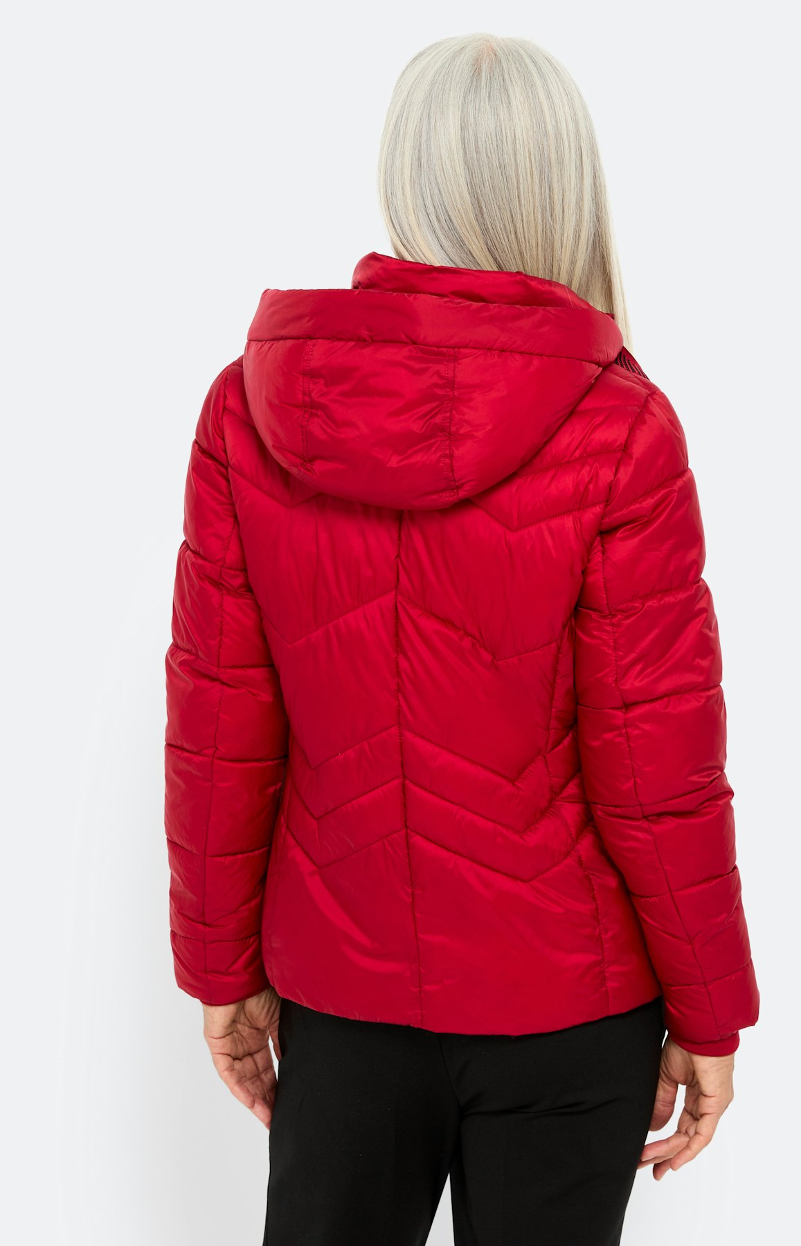 Gewatteerde jas met zakken, rood