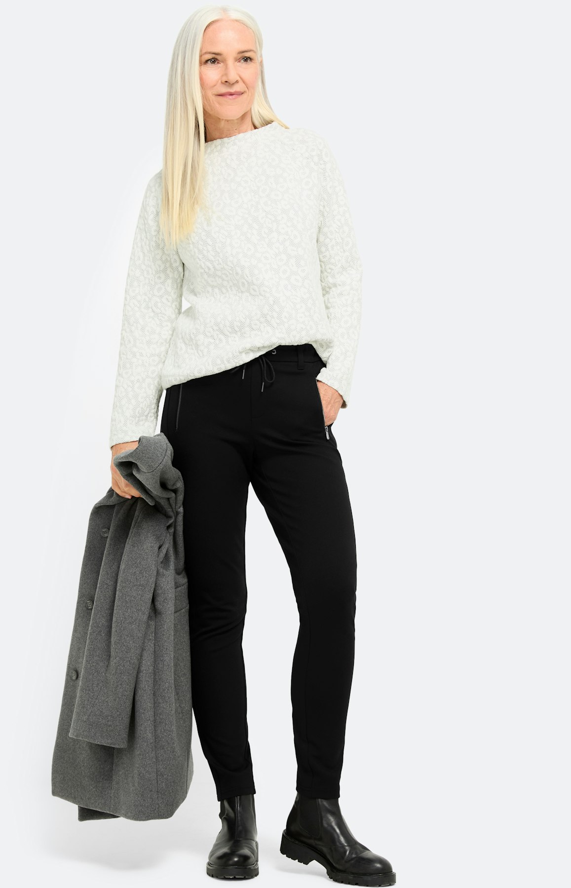 Broek met tunnelkoord 30 inch, zwart
