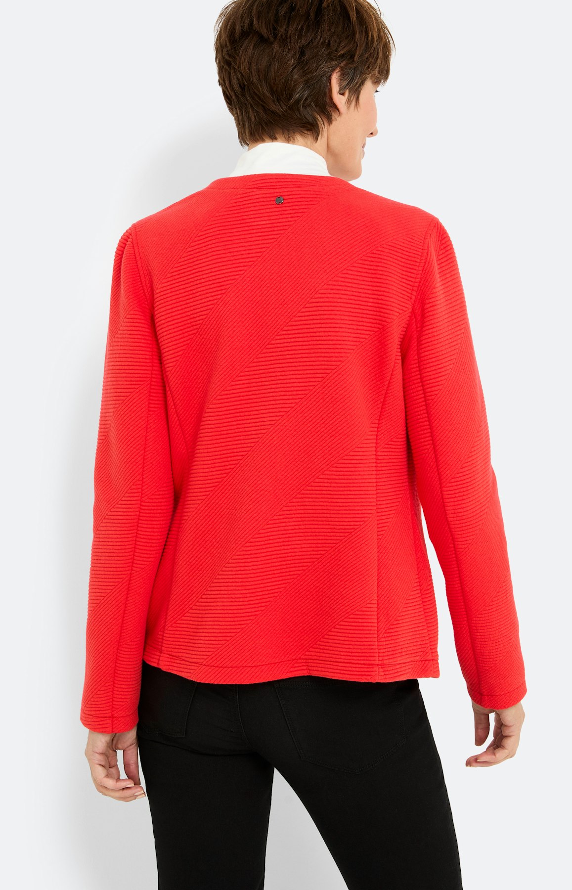 Blazer met streepstructuur, robijnrood