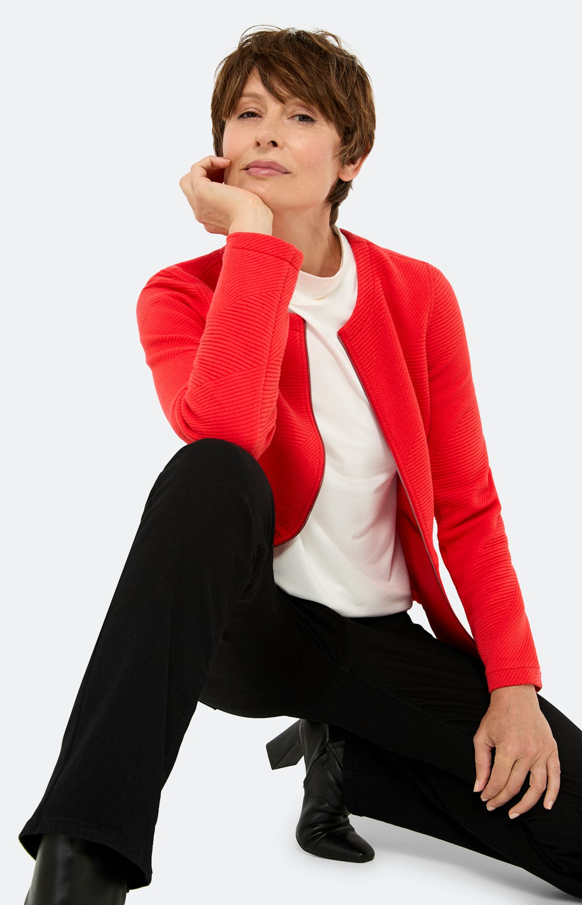 Blazer met streepstructuur, robijnrood