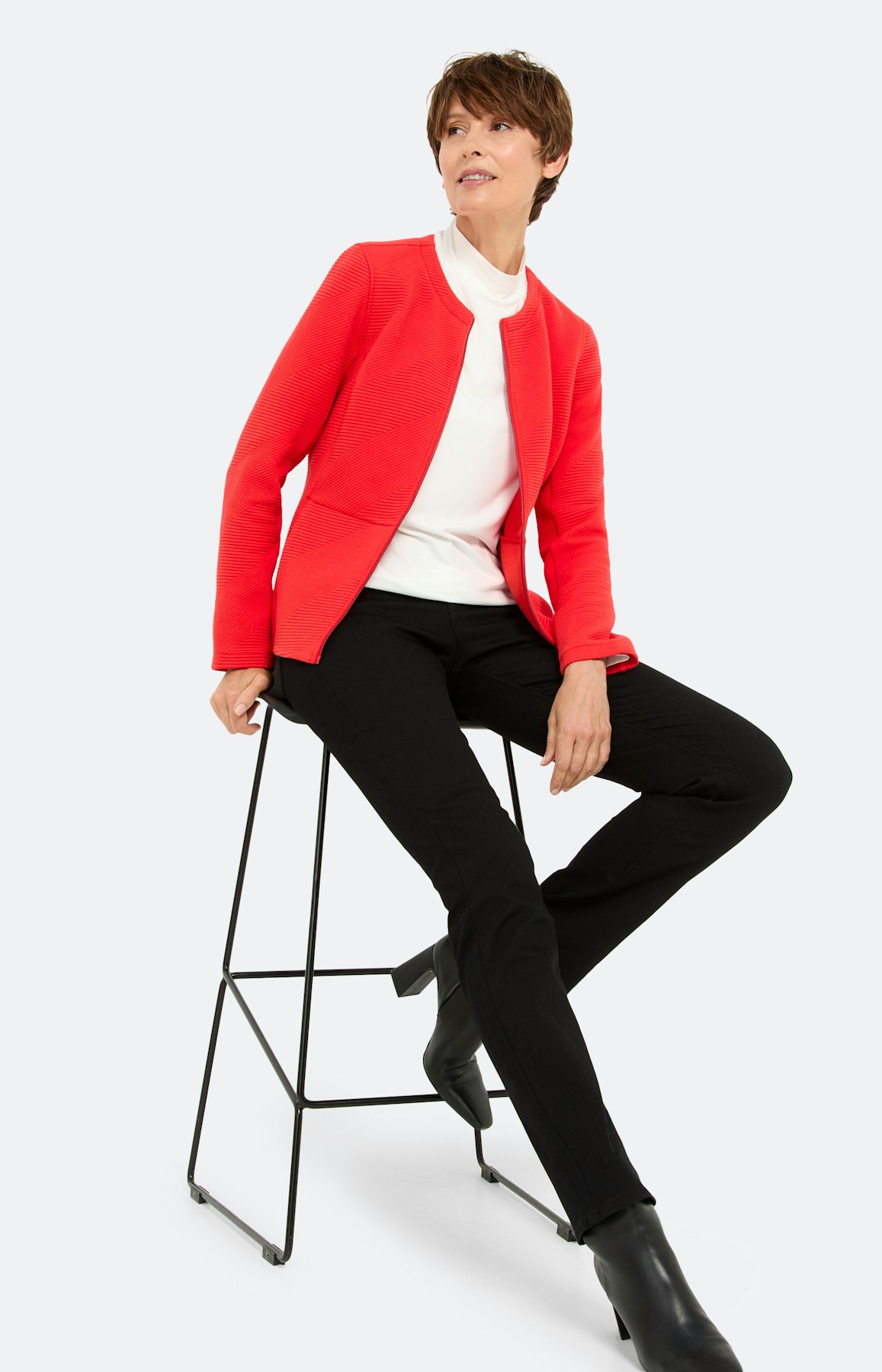 Blazer met streepstructuur, robijnrood