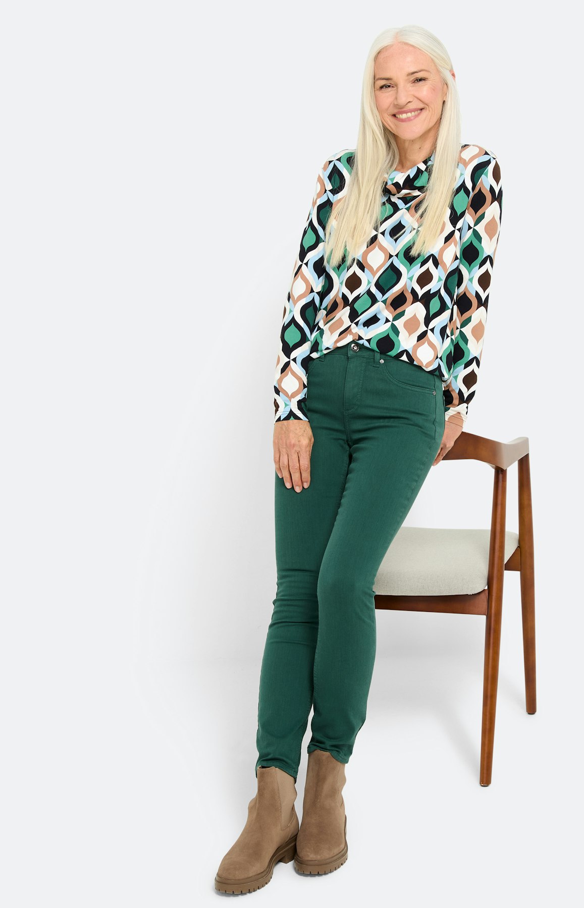 Jeans met stretch 30 inch, donkergroen