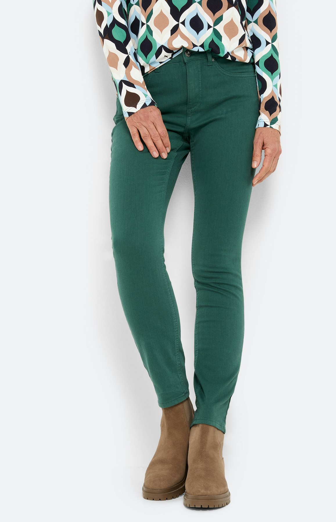 Jeans met stretch 30 inch, donkergroen