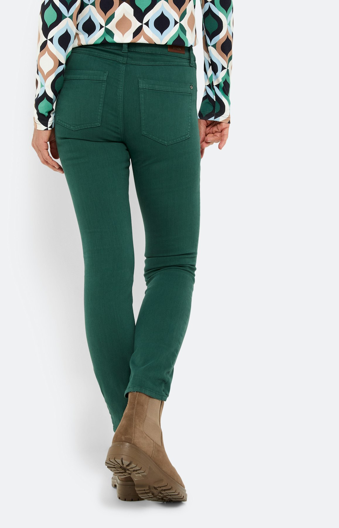 Jeans met stretch 30 inch, donkergroen