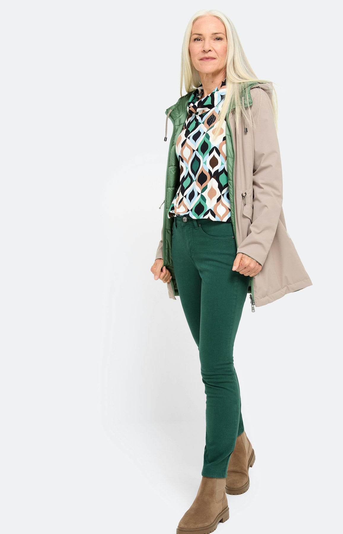 Jeans met stretch 30 inch, donkergroen