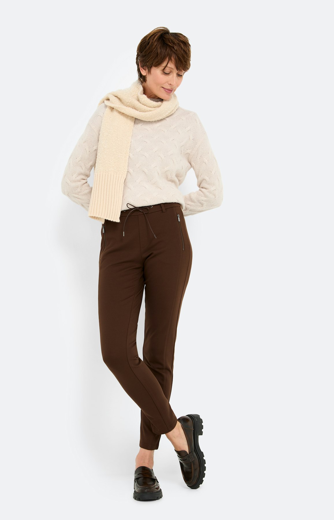 Broek met rijgkoord 30 inch, bruin