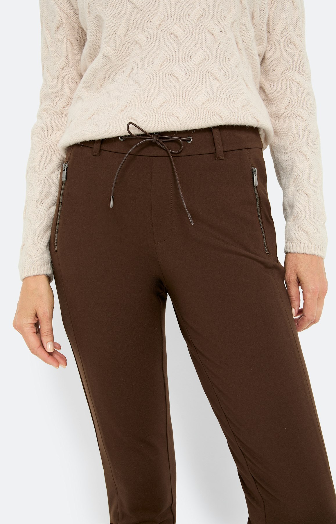 Broek met rijgkoord 30 inch, bruin