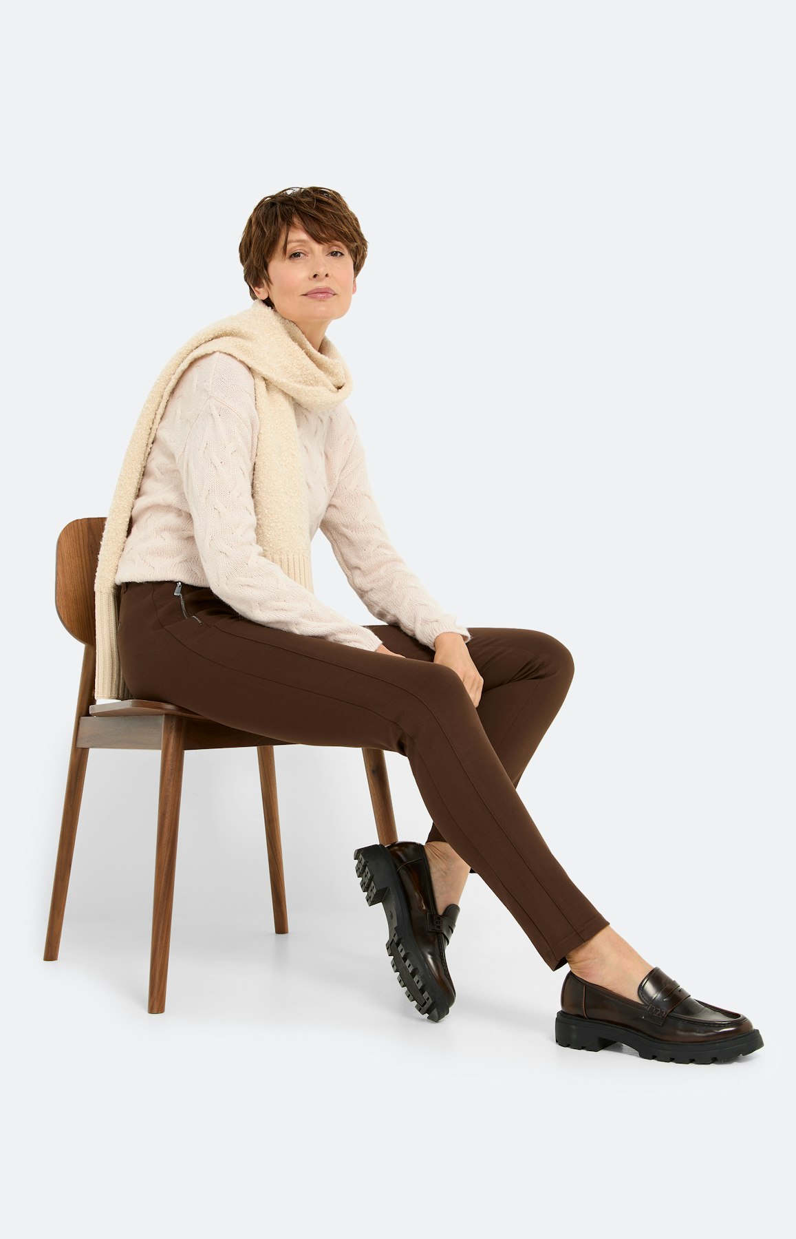 Broek met rijgkoord 30 inch, bruin