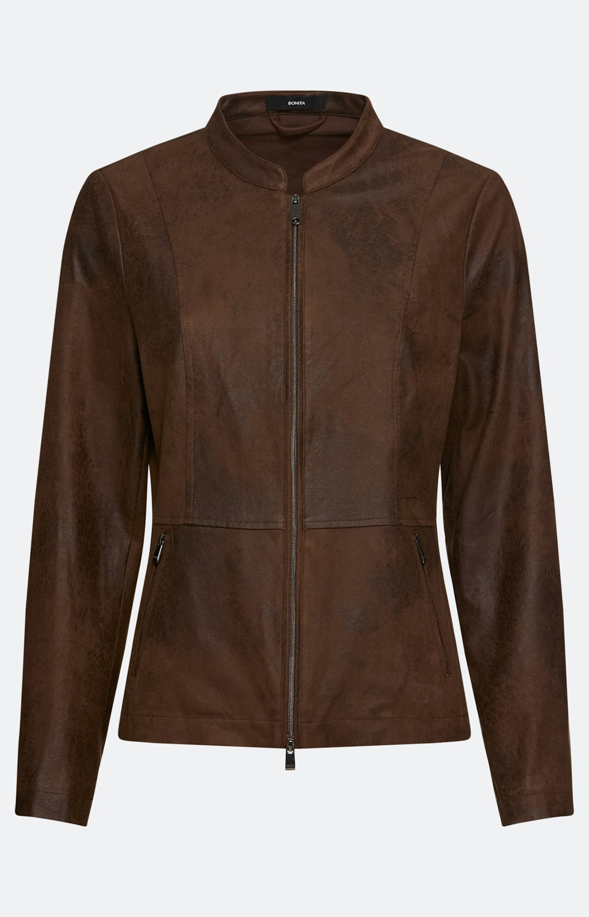 Blazer van imitatieleer, bruin