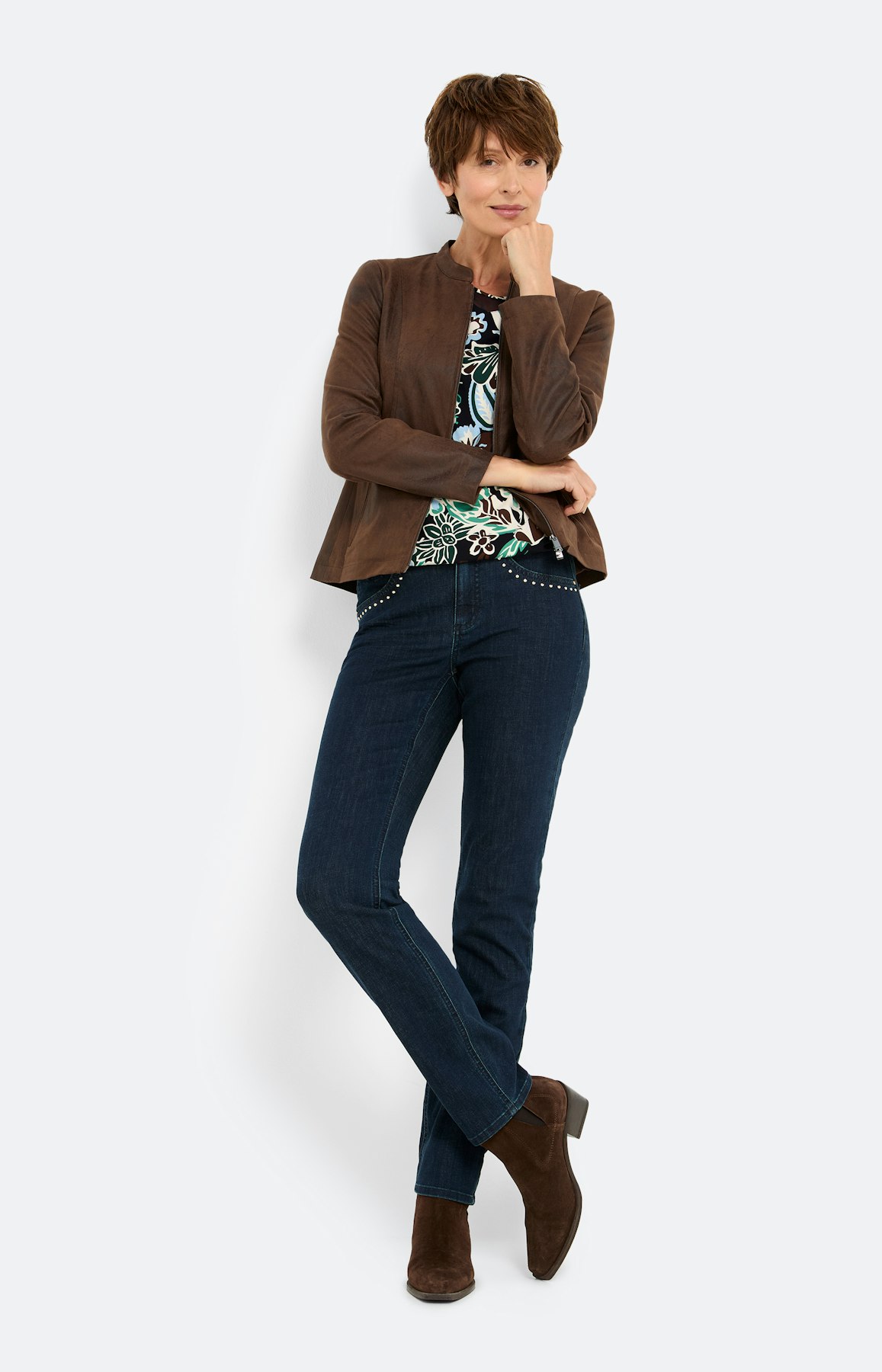 Blazer van imitatieleer, bruin