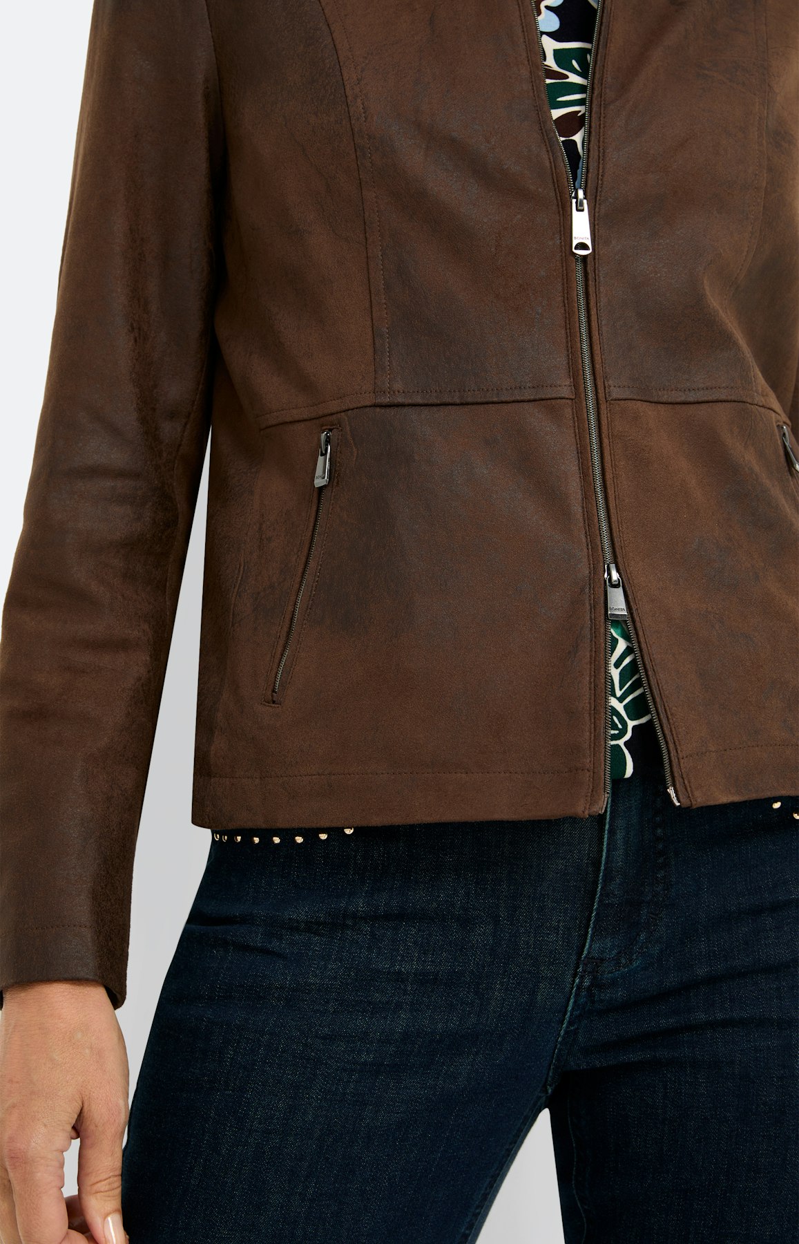 Blazer van imitatieleer, bruin