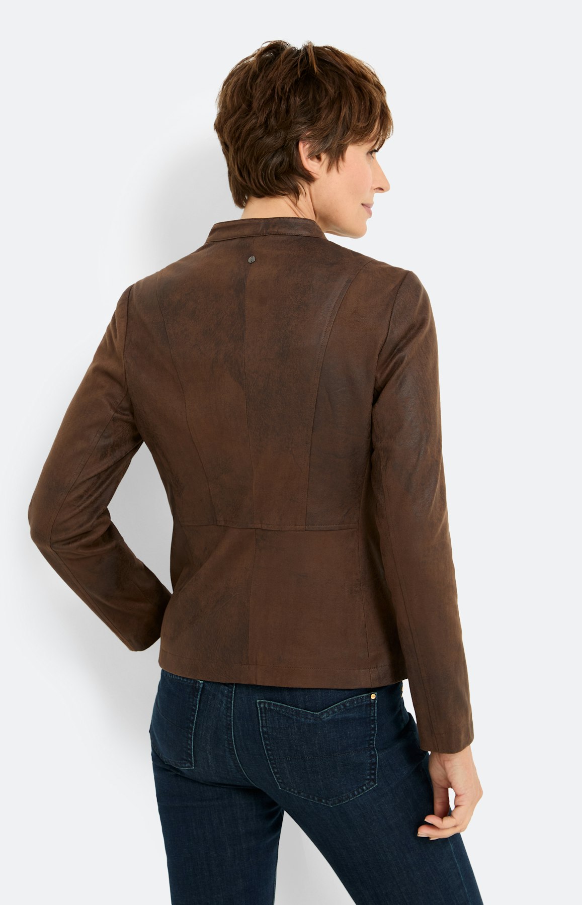 Blazer van imitatieleer, bruin