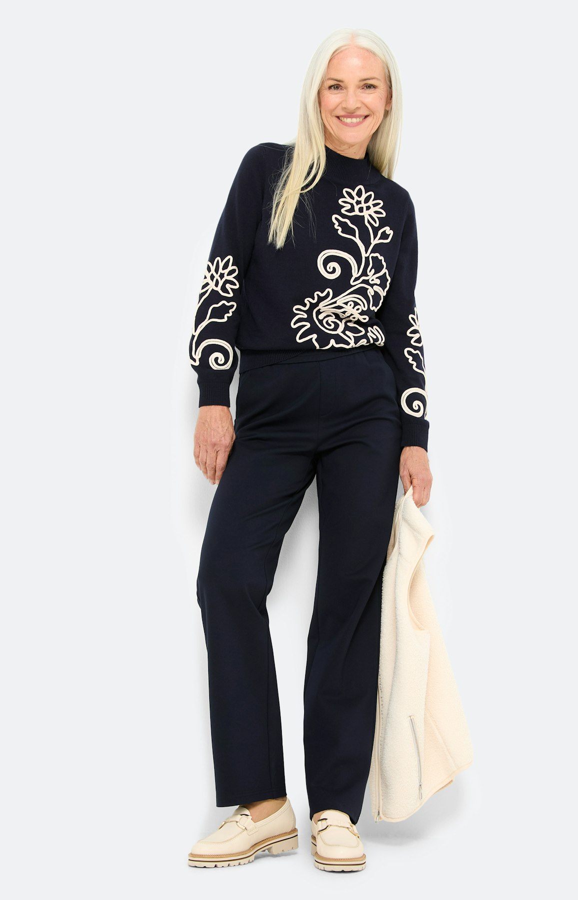 Marlene-broek 32 inch, marine