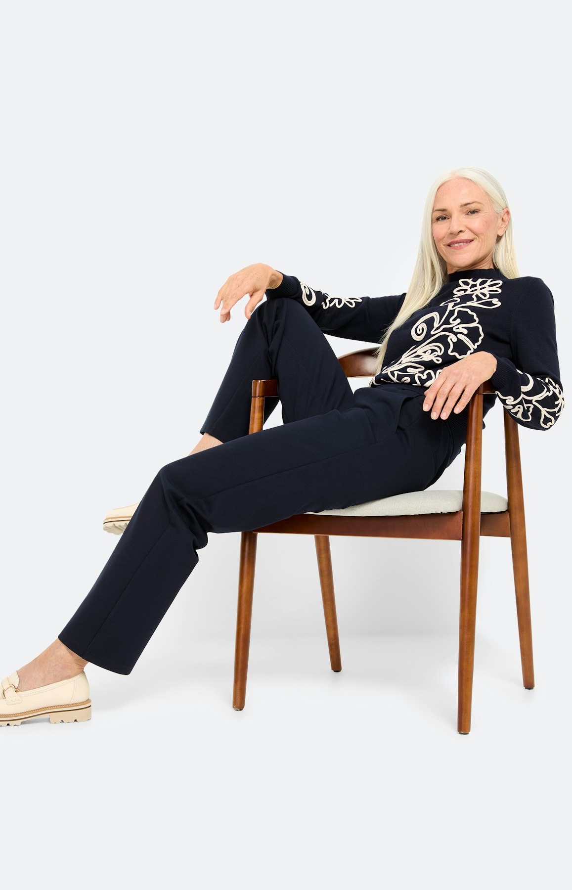 Marlene-broek 32 inch, marine