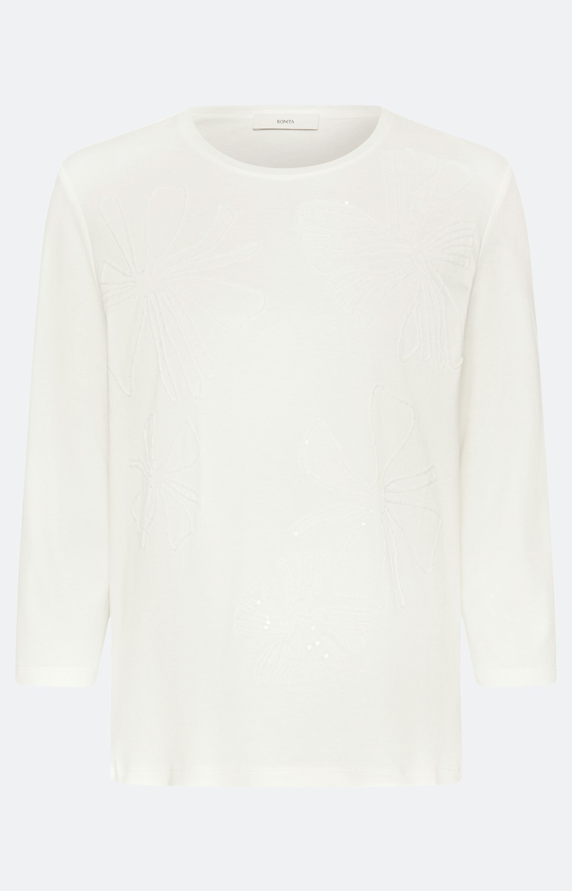 Shirt met bloemenapplicatie, wit