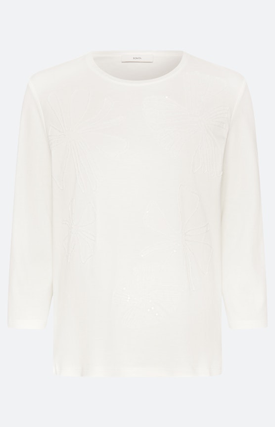 Shirt met bloemenapplicatie, wit