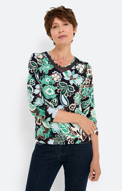 Shirt met mesh-hals, marine