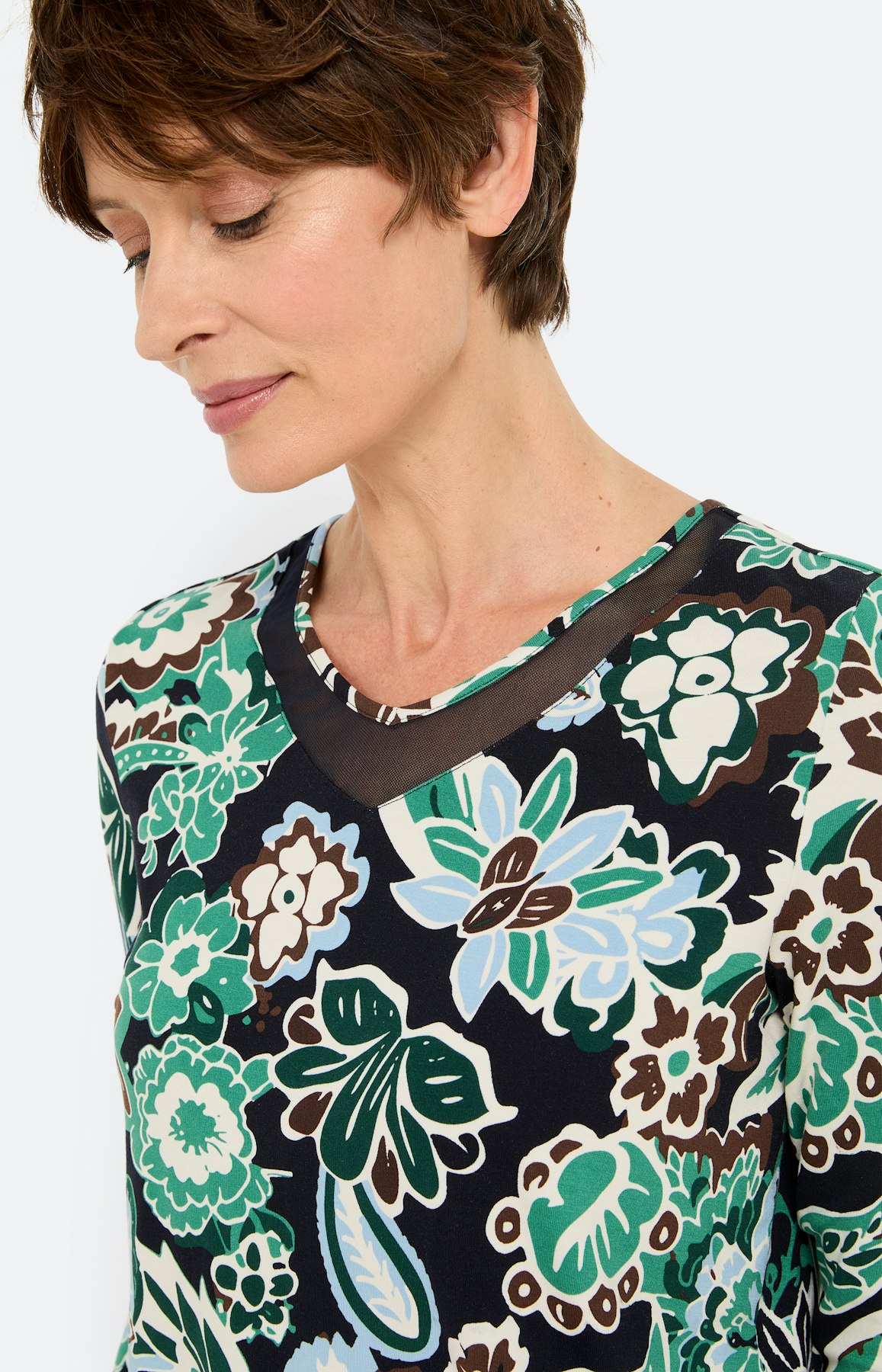 Shirt met mesh-hals, marine