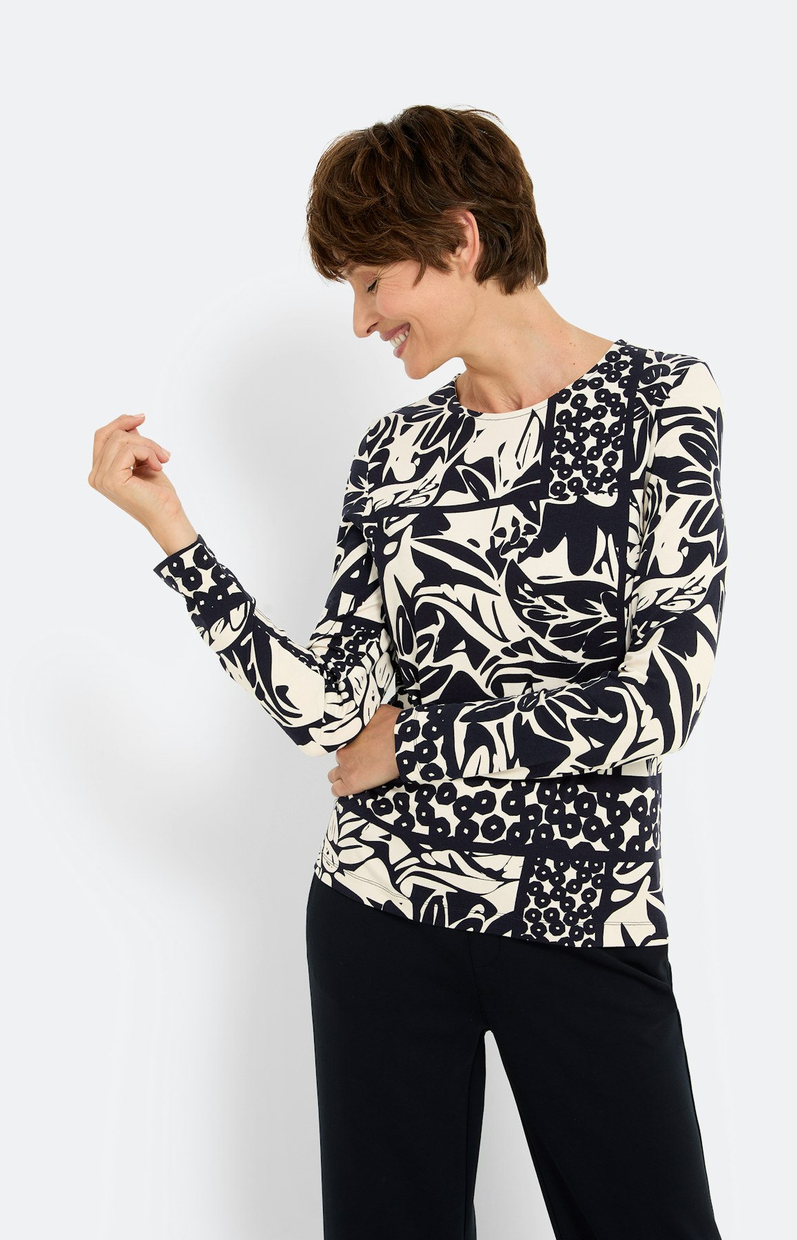 Langarmshirt mit All Over-Print, marine